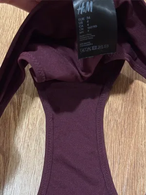 H&M NWOT Women's Classic Bikini Bottom in Deep Burgundy thumbnail 5