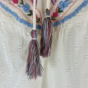 Ruff Hewn Boho Cream Floral Embroidered Cold Shoulder Peasant Shirt Western thumbnail 8