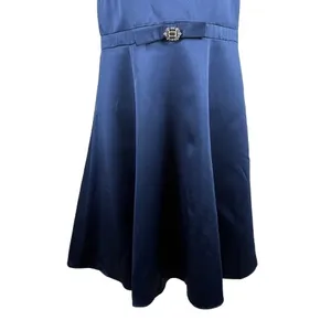 Alfred Angelo 7008 A-Line‎ Dress Bridesmaid Homecoming Navy Blue Satin Size 16 thumbnail 3