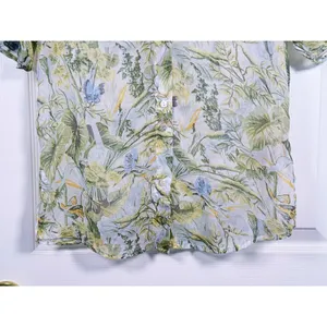Abercrombie Womens Sheer Floral Button Up Shirt Size XS Green Resort Tropical thumbnail 6
