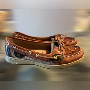 SPERRY Leather Loafers Topsider Women's Shoes Tan Low Top Nautical Size 7M thumbnail 2