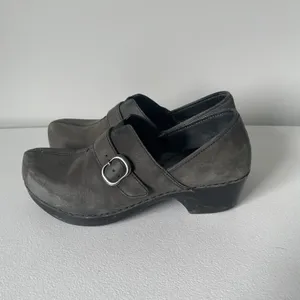 Dansko Tamara Slip-On Clogs Shoes Buckle Black Gray Suede Leather Women's 37 thumbnail 6