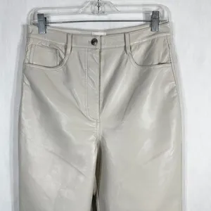 Wilfred Size 10 Faux Leather Pants‎ White Straight Solid High Rise Flawed 1692 thumbnail 3