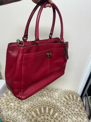 Coach Park Large Carryall F23268 in Red Pebbled Leather thumbnail 16
