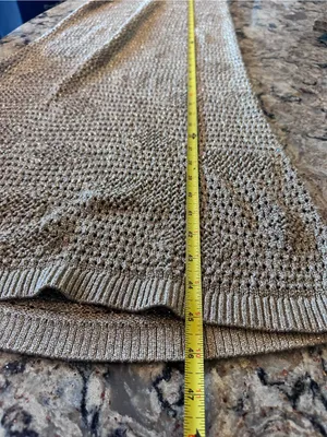 LOFT Beach Swimsuit Coverup Pointelle Sweater Maxi Gold New thumbnail 7
