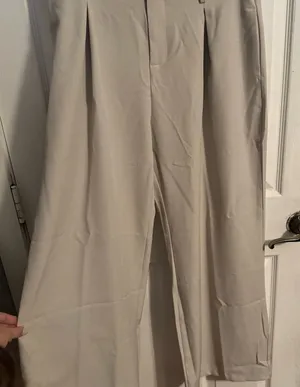 Elegant Cream Wide-Leg Trousers thumbnail 1