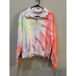Re/Done Womens Hanes 70s Half Zip Sweatshirt Pullover Tie Dye Cotton Size Large thumbnail 2