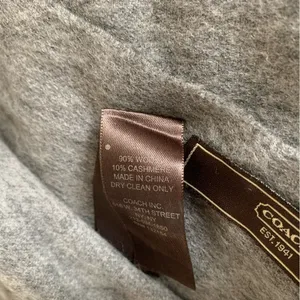 Coach Vintage cashmere and wool blend fringe gray nude preppy wrap scarf thumbnail 3