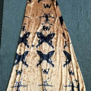 Sexy Velvet black Butterfly golden‎ Strap Dress Retro Style size XS new thumbnail 2