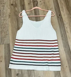 Boutique Colorful striped tank top size Large vneck sweater thumbnail 3