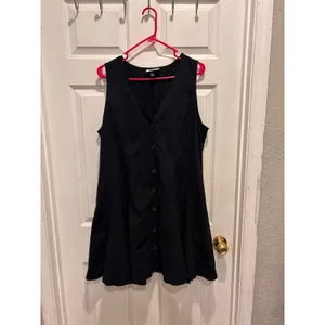 Universal Thread Black Sleeveless Button Front Mini Fit & Flare Dress XL Pockets thumbnail 2