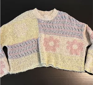Sincerely Jules Womens Pastel Floral Patchwork Cropped‎ Sweater Small STX211264 thumbnail 1