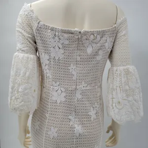 The Room Lace Dress Juniors L Ivory Off Shoulder Bell Sleeve Bridal Graduation thumbnail 13