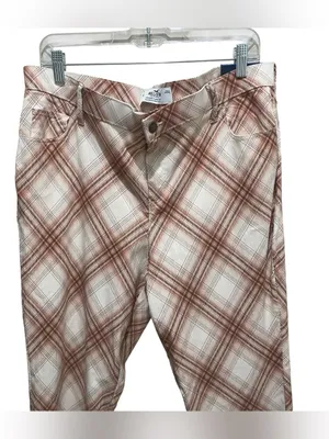Hollister High Rise Flare Pants Brown Plaid Stretch Women’s Size XL Regular NWT thumbnail 4