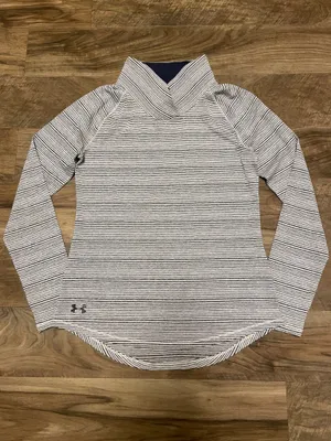 Under Armour Womens Striped Funnel Neck Pullover Zinger Top Black White Size Medium thumbnail 3