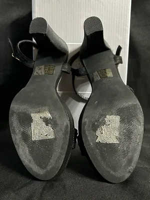 David’s Bridal Women’s Black Rhinestone Prom Party Dress Heels In Box SZ 7.5 thumbnail 9