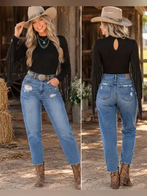 Blue B Collection Fringe Sleeve Bodysuit – Size Large western boutique thumbnail 2