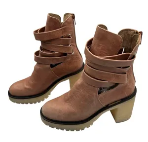 Free People US 9 EU 39 Jesse Cutout Strappy Platform Boots Brown Tan Heeled Boho thumbnail 10