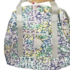 Kipling Art Medium Tote Bag Multicolor Leopard Print Nylon Travel Gym Handbag thumbnail 10