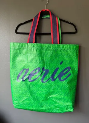 Aerie Reuseable Tote Bag with Smiley Face Design thumbnail 1