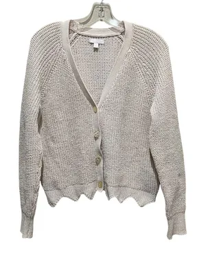 LC Lauren Conrad Open Knit Button Front Cardigan Cream Women Size Large thumbnail 1