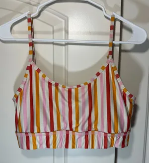 Lime Ricki Swim Top Womens Large Pink Red‎ Orange Striped Ladder Back Bikini thumbnail 1