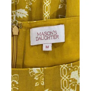 Mason's Daughter Mini Dress Yellow Emma Saffron Floral Square Puffed Boho Medium thumbnail 4