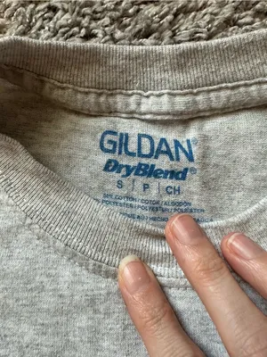 Gildan Gray Short Sleeve Tee with Pink Breast Cancer Ribbon Graphic thumbnail 4