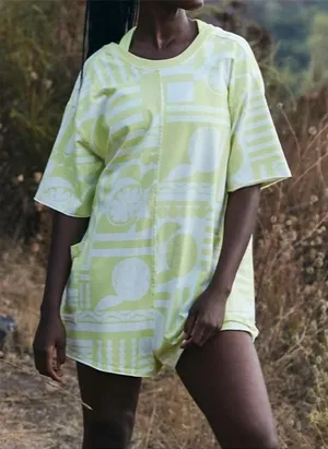 Free People Hot Shot Printed Tee Romper in Sunday Market Zest sz S NWT $70R thumbnail 1