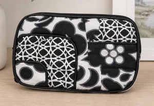 Vera Bradley Quilted Clutch Black‎ White Pattern Minimalist Purse thumbnail 1