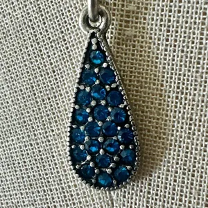 Baked Beads Blue Crystal Teardrop Pendant Necklace thumbnail 5