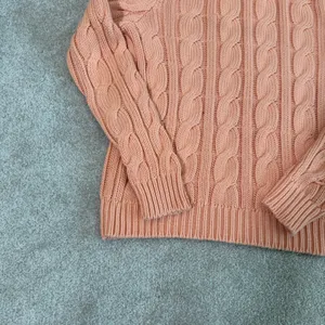 Lauren Ralph Lauren Womens Cotton Sweater L Peach Cable Knit Turtleneck‎ Chunky thumbnail 7