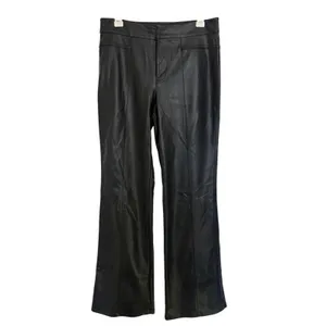 Free People We The Free Black Uptown High Rise Faux Leather Flare Pants 8 thumbnail 2