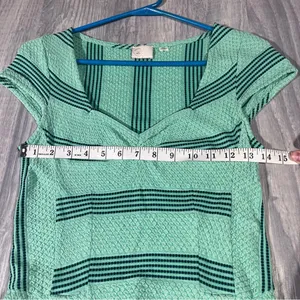 Postmark Anthropologie Green Striped Short Sleeve Dress; small Women’s thumbnail 3