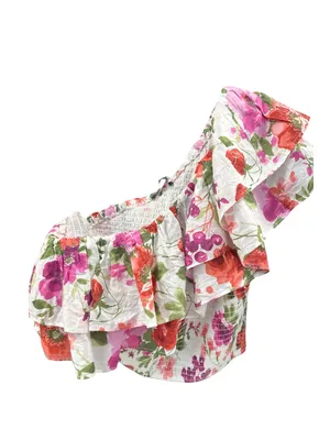 NWOT Abercrombie & Fitch Floral One-Shoulder Ruffle Smocked Top - Size L thumbnail 3