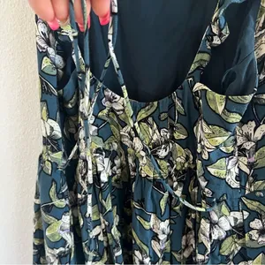 Free People Floral Green Mini Dress Tunic Top XS thumbnail 6