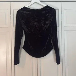 Free People perfect date black velvet cowl neck blouse xs thumbnail 9