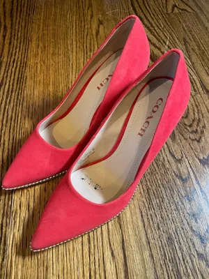 Coach Red Suede Waverly Beadchain Pointed Toe Stiletto Heels Size 8.5B thumbnail 2