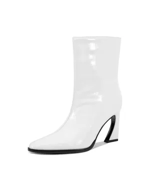 Women's Snakeskin Print Ankle Boots, High Heel Pointed Toe Block Heel Side Zipper Dressy Boots, Eel Pattern Faux Leather Boot for Offic thumbnail 3