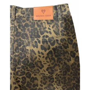AELFRIC EDEN Jeans Denim Leopard Print Brown‎ Camo Baggy Wide Leg Unisex Size 34 thumbnail 11