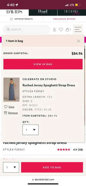 Davids Bridal Bridesmaid Dress Worn ONCE thumbnail 3