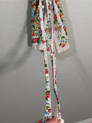 Farm Rio Tropical Romance Floral Linen Blend Romper Size Large thumbnail 4