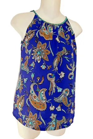 LOFT size small Blue Paisley Sleeveless Blouse thumbnail 1