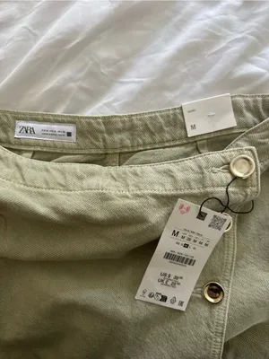 ZARA Olive Green Denim Skort New With Tags Size Medium thumbnail 3
