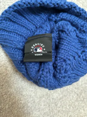New Era Women’s New York Mets Blue and Orange Cable Knit Pom Beanie thumbnail 4