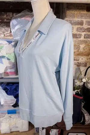 Calvin Klein new with tag light baby blue shirt top super soft stretchy active thumbnail 2