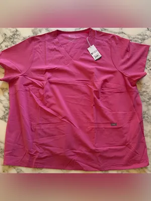 NWT FIGS Casma 3 Pocket Scrub Top 6XL Shocking Pink Technical Collection thumbnail 2