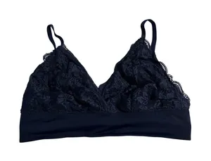 Joyspun Bralette Lace V-Neck Navy Blue Adjustable Straps Size L thumbnail 1