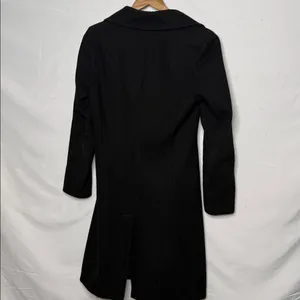 Juliana Celini black 55% wool long trench style coat jacket sz XS thumbnail 6