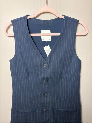 Abercrombie & Fitch Pinstripe Midi Sleeveless Dress NWT Small thumbnail 2